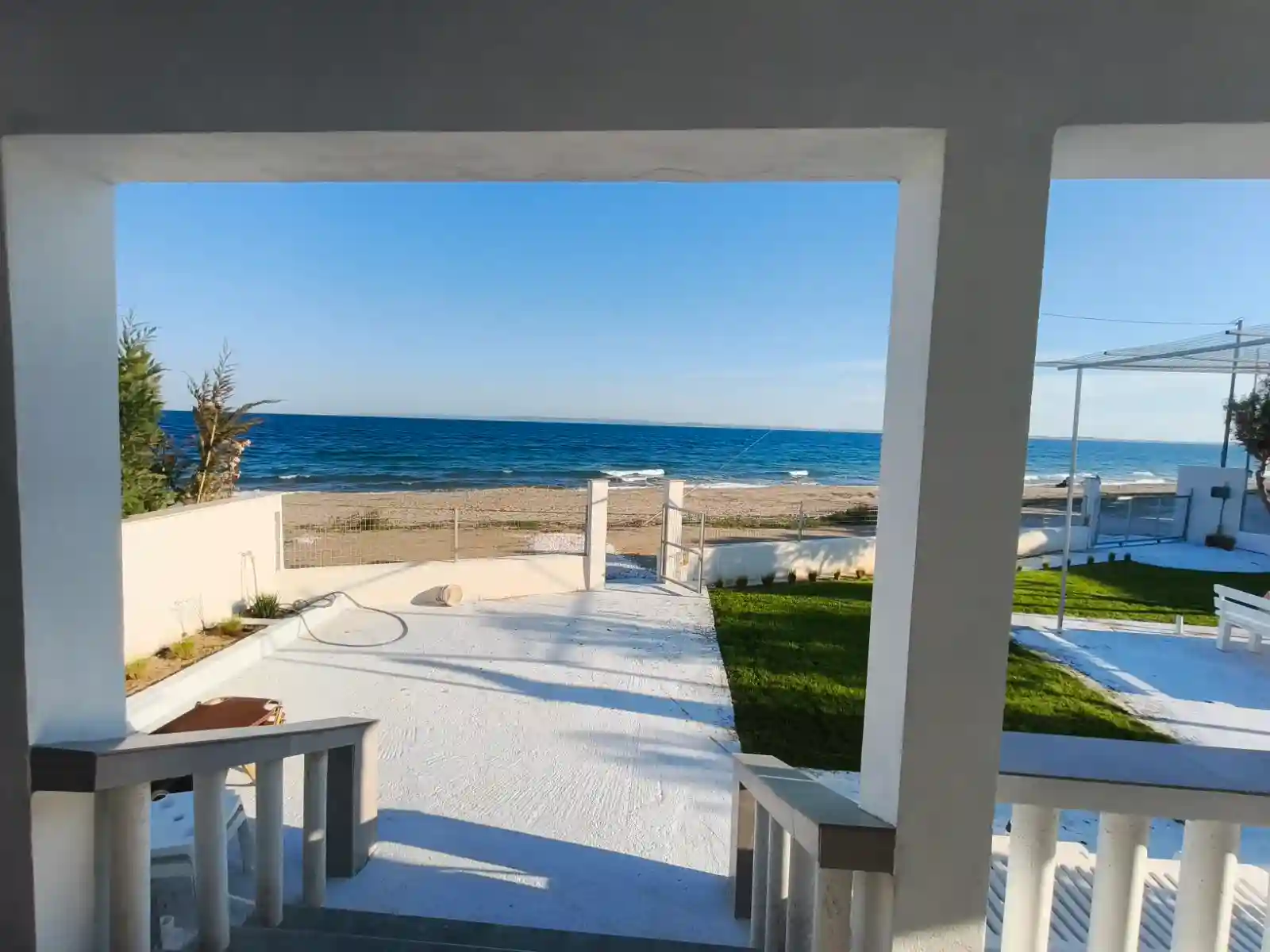 Step directly onto the sand at Kalives Beach